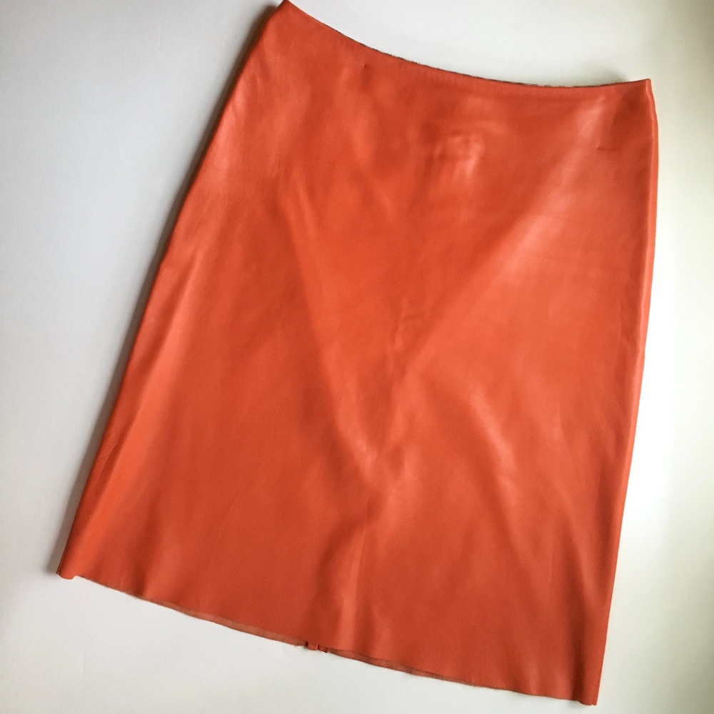 Vintage Leather Paige Novick orange A-line skirt